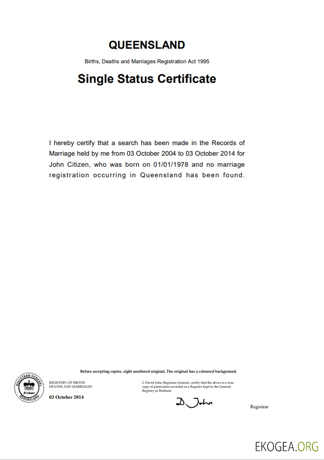 Modèle de certificat de divorce Australie Queensland dans Word